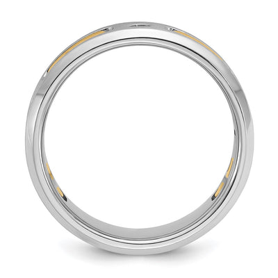 IBGoodman 14K Two-tone Men's Polished Satin and Cut-Out 1/6 Carat AA Quality Diamond 3-Stone Ring