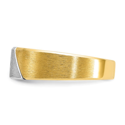 14K Two-tone IBGoodman Men's Polished and Satin 1/20 carat Diamond Complete Ring