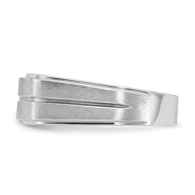 14K White Gold IBGoodman Men's Polished and Satin 1/6 carat Diamond Complete Ring