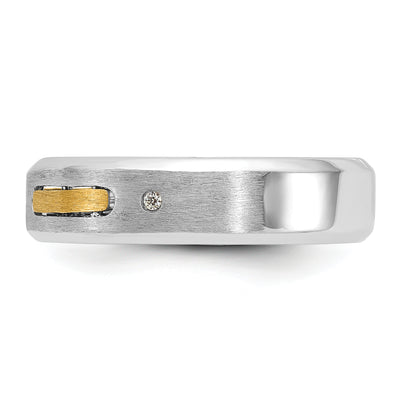 14K Two-tone IBGoodman Men's Polished and Satin Diamond Complete Ring