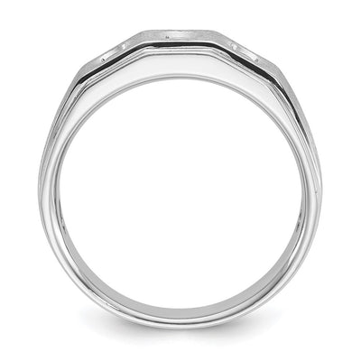 14K White Gold IBGoodman Men's Polished and Satin 3/8 carat Diamond Complete Ring