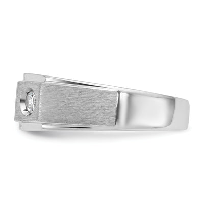 14K White Gold IBGoodman Men's Polished and Satin 3/8 carat Diamond Complete Ring