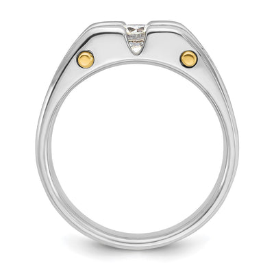 IBGoodman 14K Two-tone Men's Polished Satin and Cut-Out 3-Stone 3/4 Carat AA Quality Diamond Ring