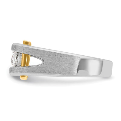 IBGoodman 14K Two-tone Men's Polished Satin and Cut-Out 3-Stone 3/4 Carat AA Quality Diamond Ring