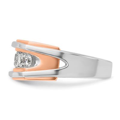 IBGoodman 14K White and Rose Gold Men's Polished and Cut-Out 5-Stone 1 Carat AA Quality Diamond Ring