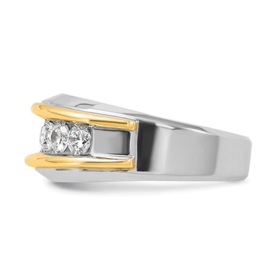 IBGoodman 14K Two-tone Men's Polished 7-Stone 1 1/5 Carat AA Quality Diamond Ring