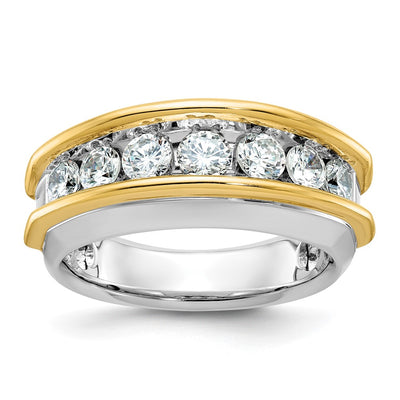 IBGoodman 14K Two-tone Men's Polished 7-Stone 1 1/5 Carat AA Quality Diamond Ring