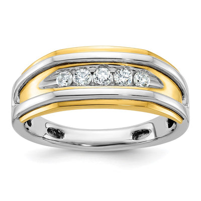 IBGoodman 14K Two-tone Men's Polished 5-Stone 1/4 Carat AA Quality Diamond Ring