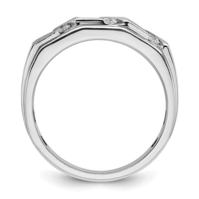IBGoodman 14K White Gold Men's Polished and Satin 1/2 Carat AA Quality Diamond Ring