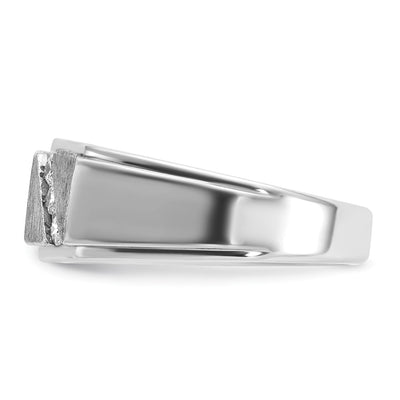 IBGoodman 14K White Gold Men's Polished and Satin 1/2 Carat AA Quality Diamond Ring