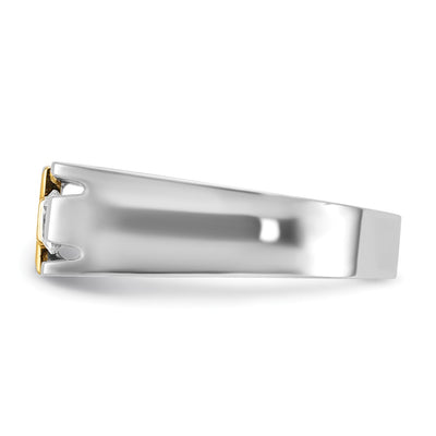 IBGoodman 14K Two-tone Men's Polished Satin and Cut-Out 1/3 Carat AA Quality Diamond Cross Ring