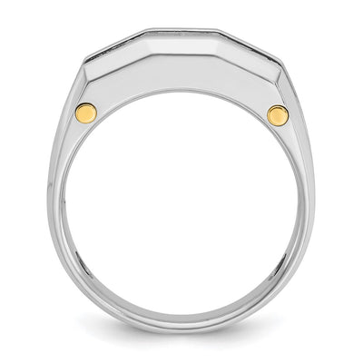 IBGoodman 14K Two-tone Men's Polished and Satin Cut-Out 5-Stone 1 Carat AA Quality Diamond Ring