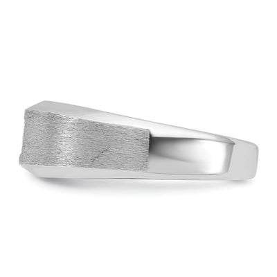 14K White Gold IBGoodman Men's Polished and Satin 1/6 carat Diamond Complete Ring
