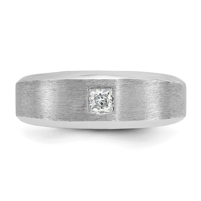 14K White Gold IBGoodman Men's Polished and Satin 1/6 carat Diamond Complete Ring