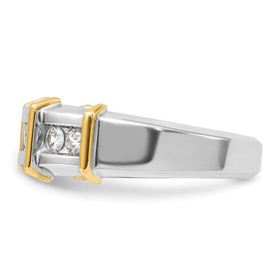 IBGoodman 14K Two-tone Men's Polished 7-Stone 1/2 Carat AA Quality Diamond Ring