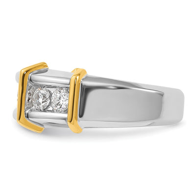 IBGoodman 14K Two-tone Men's Polished 7-Stone 1 Carat AA Quality Diamond Ring