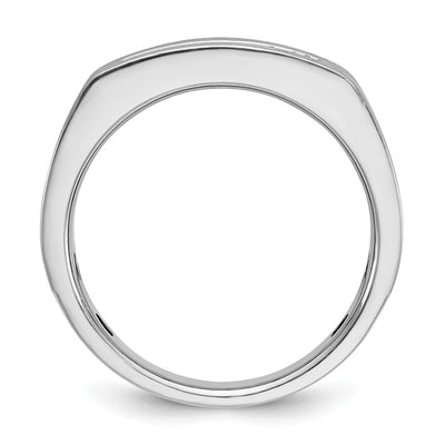 IBGoodman 14K White Gold with Black Rhodium Men's Polished Satin and Grooved Square 5-Stone 1/2 Carat AA Quality Diamond Ring