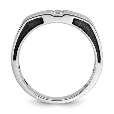 14K White Gold with Black Rhodium IBGoodman Men's Satin 1/3 carat Diamond Complete Ring