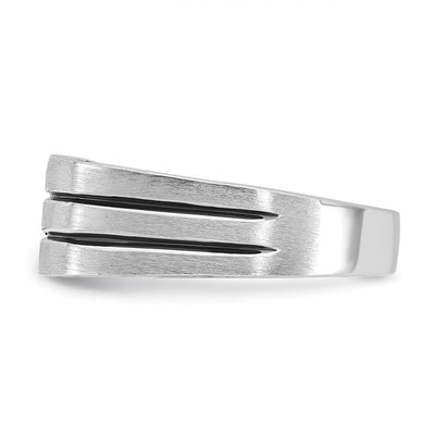 14K White Gold with Black Rhodium IBGoodman Men's Satin 1/3 carat Diamond Complete Ring