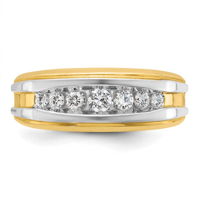 IBGoodman 14K with White Rhodium Men's Polished 7-Stone 1/2 Carat AA Quality Diamond Ring