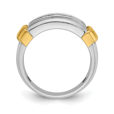 IBGoodman 14K Two-tone Men's Polished and Textured 5-Stone 1 Carat AA Quality Diamond Ring