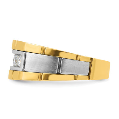 IBGoodman 14K Two-tone Men's Polished and Satin 5-Stone 1/2 Carat AA Quality Diamond Ring