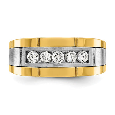 IBGoodman 14K Two-tone Men's Polished and Satin 5-Stone 1/2 Carat AA Quality Diamond Ring