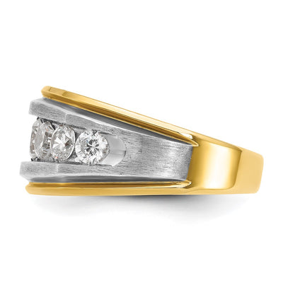 IBGoodman 14K with White Rhodium Men's Polished Satin and Grooved 7-Stone 2 Carat AA Quality Diamond Ring