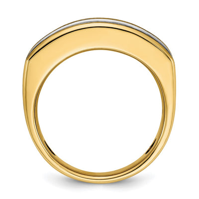 IBGoodman 14K Two-tone with Black Rhodium Men's Polished Satin and Grooved 7-Stone 2 Carat AA Quality Diamond Ring