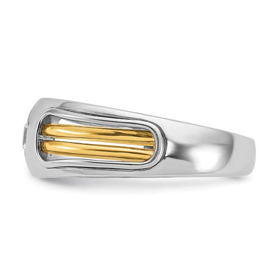 IBGoodman 14K Two-tone Men's Polished and Cut-Out 1/5 Carat AA Quality Diamond Ring