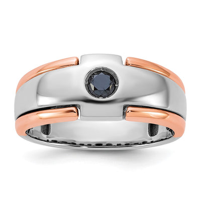 14K Two-tone White/Rose Gold IBGoodman Men's 1/4 carat Black Diamond Complete Ring