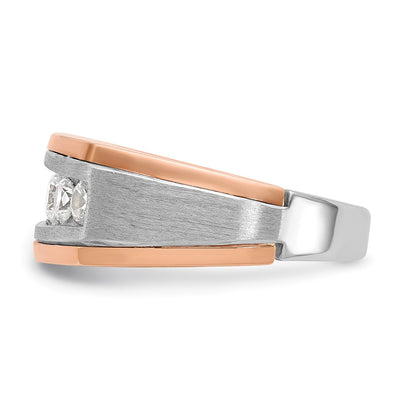 IBGoodman 14K White and Rose Gold Men's Polished and Satin 5-Stone 1 Carat AA Quality Diamond Ring