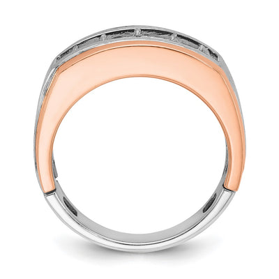 IBGoodman 14K White and Rose Gold Men's Polished and Satin 5-Stone 1 Carat AA Quality Diamond Ring