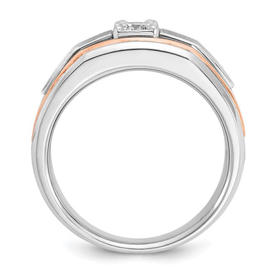 14K Two-tone White/Rose Gold IBGoodman Men's Satin 1/3 carat Diamond Complete Ring