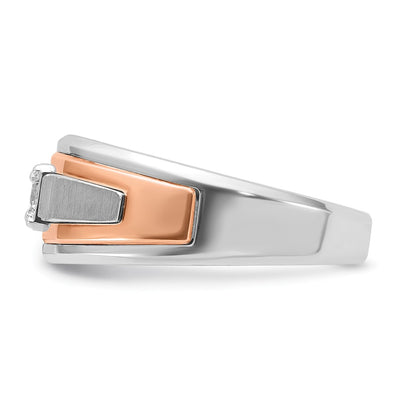 14K Two-tone White/Rose Gold IBGoodman Men's Satin 1/3 carat Diamond Complete Ring