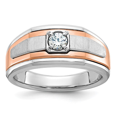 14K Two-tone White/Rose Gold IBGoodman Men's Satin 1/3 carat Diamond Complete Ring