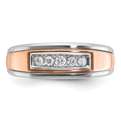 IBGoodman 14K White and Rose Gold Men's Polished 5-Stone 1/4 Carat AA Quality Diamond Ring