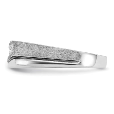IBGoodman 14K White Gold with Black Rhodium Men's Polished Satin and Grooved 1/4 Carat AA Quality Diamond Ring