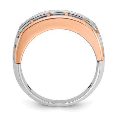 IBGoodman 14K White and Rose Gold Men's Polished Satin and Cut-Out 5-Stone 1 Carat AA Quality Diamond Ring