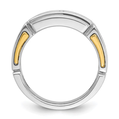 IBGoodman 14K Two-tone Men's Polished and Cut-Out 2-Row 1 Carat AA Quality Diamond Ring