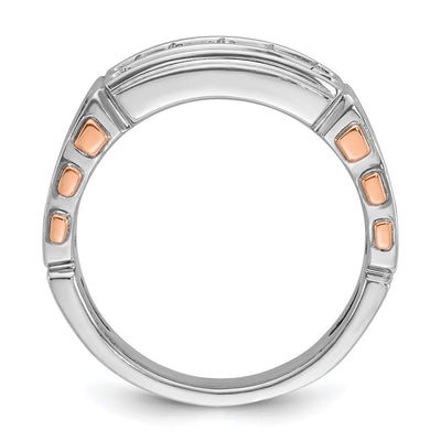 IBGoodman 14K White and Rose Gold Men's Polished and Cut-Out 2-Row 1 Carat AA Quality Diamond Ring