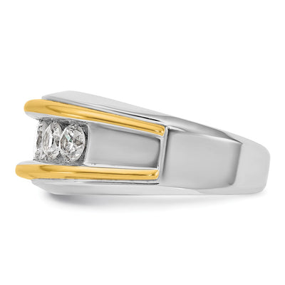 IBGoodman 14K Two-tone Men's Polished 5-Stone 1 1/5 Carat AA Quality Diamond Ring