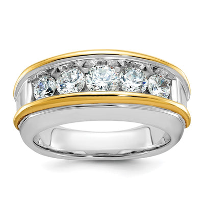 IBGoodman 14K Two-tone Men's Polished 5-Stone 1 1/5 Carat AA Quality Diamond Ring