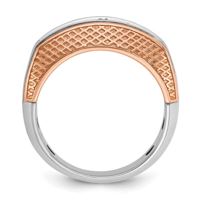 IBGoodman 14K White and Rose Gold Men's Polished and Textured 5-Stone 1 Carat AA Quality Diamond Ring