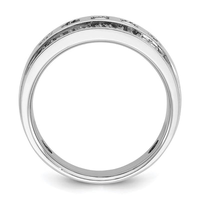 IBGoodman 14K White Gold Men's Polished and Grooved Square 1 1/4 Carat AA Quality Diamond 5-Stone Ring