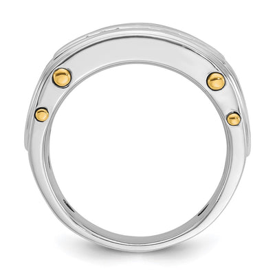 IBGoodman 14K Two-tone Men's Polished and Cut-Out 5-Stone 1 Carat AA Quality Square Diamond Ring