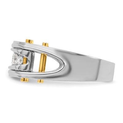 IBGoodman 14K Two-tone Men's Polished Grooved and Cut-Out 5-Stone 1/2 Carat AA Quality Diamond Ring