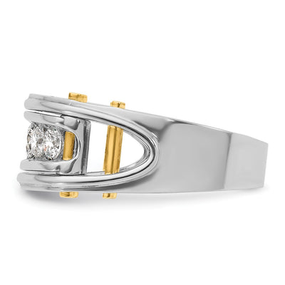 IBGoodman 14K Two-tone Men's Polished Grooved and Cut-Out 5-Stone 1 Carat AA Quality Diamond Ring