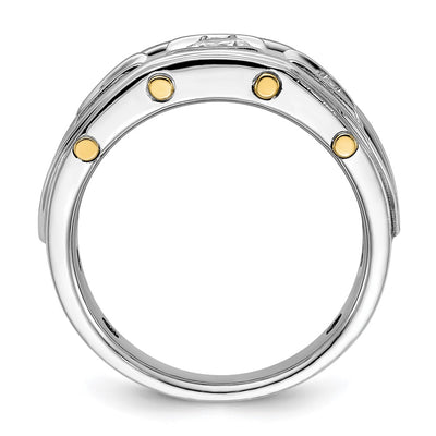 IBGoodman 14K Two-tone Men's Polished 3-Stone 1 Carat AA Quality Diamond Ring