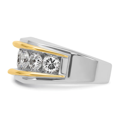 IBGoodman 14K Two-tone Men's Polished 7-Stone 3 Carat AA Quality Diamond Ring